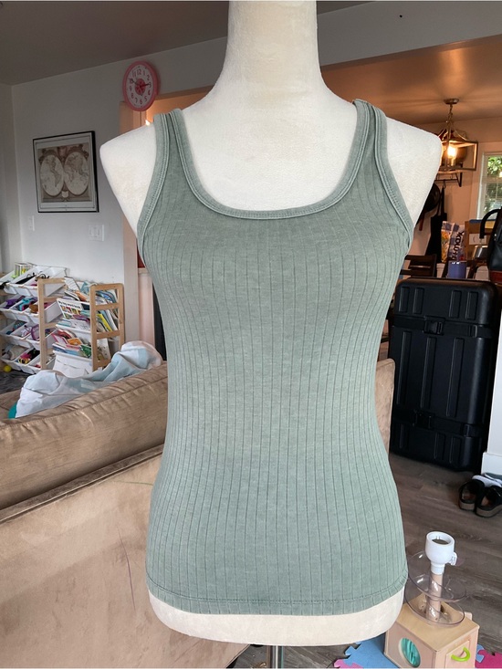 aerie Tops - 🐛Aerie Sage Green Ribbed Scoop Neck Tank Top Size XS Loungewear